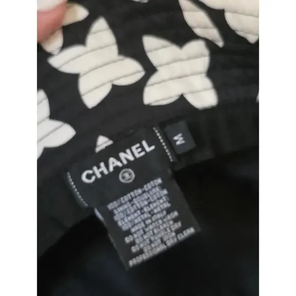 Chanel Black Interlocking CC Printed bucket hat M sz